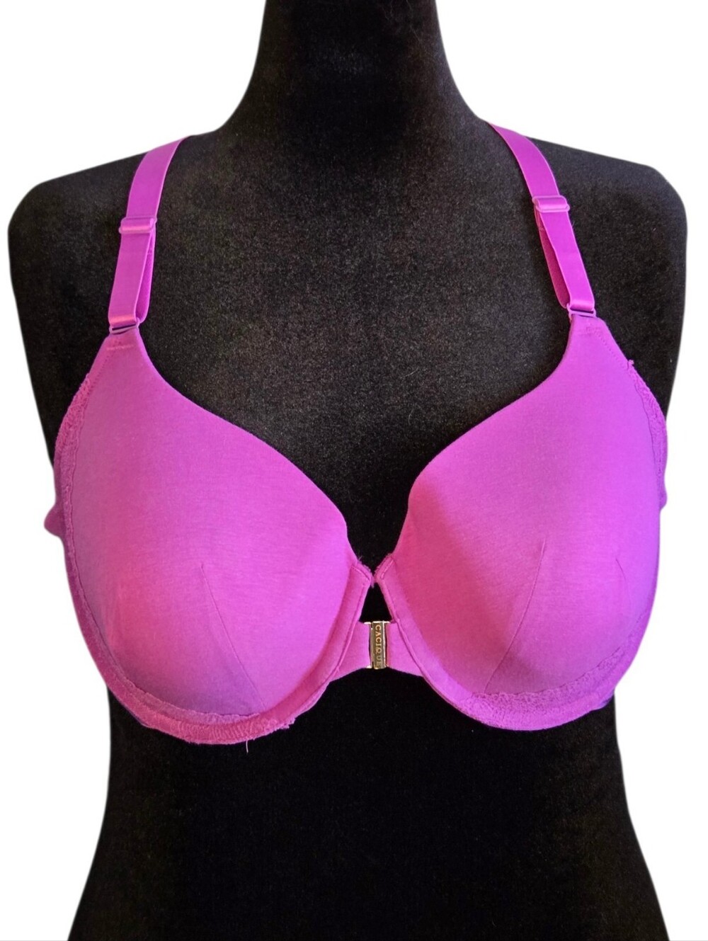 💕 Cacique 46C Pink Front Closure Racerback Bra Lace Back Plus Size
